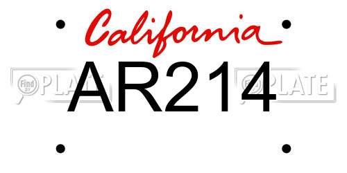 AR214 California License Plate