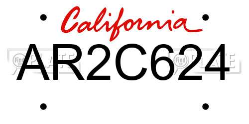 AR2C624 California License Plate