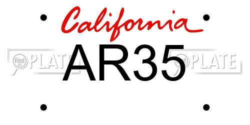 AR35 California License Plate