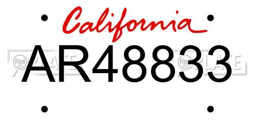 AR48833 California License Plate