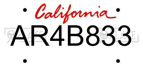 AR4B833 California License Plate