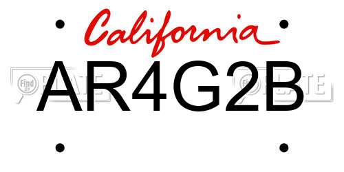 AR4G2B California License Plate
