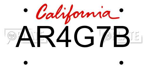 AR4G7B California License Plate