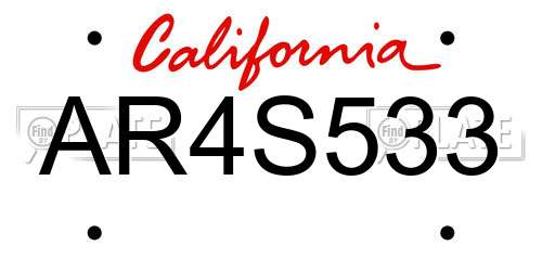 AR4S533 California License Plate