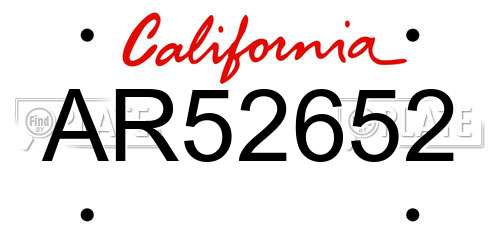 AR52652 California License Plate