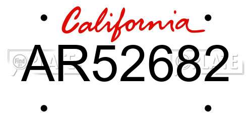 AR52682 California License Plate