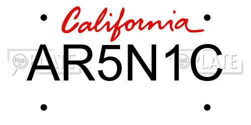 AR5N1C California License Plate
