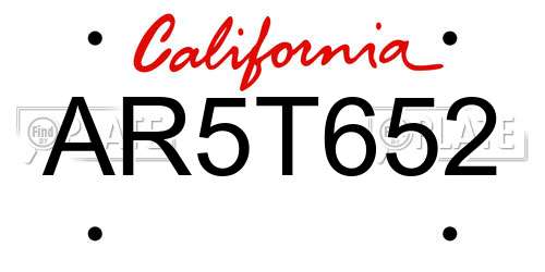 AR5T652 California License Plate