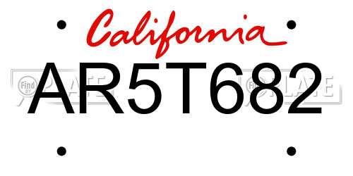 AR5T682 California License Plate