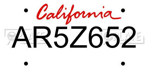 AR5Z652 California License Plate