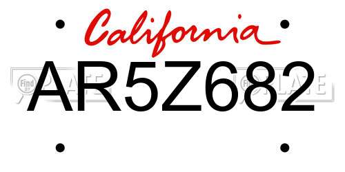 AR5Z682 California License Plate