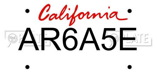 AR6A5E California License Plate