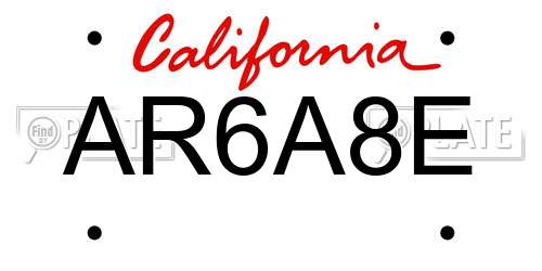 AR6A8E California License Plate