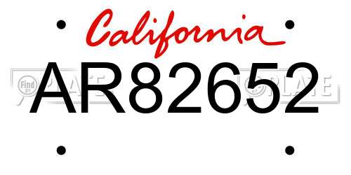 AR82652 California License Plate