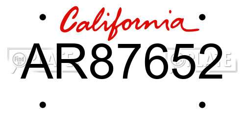 AR87652 California License Plate