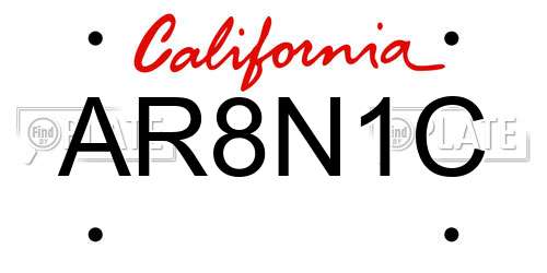 AR8N1C California License Plate
