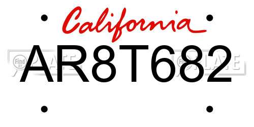 AR8T682 California License Plate