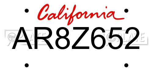 AR8Z652 California License Plate