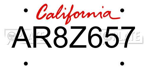 AR8Z657 California License Plate