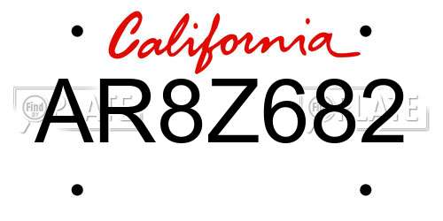 AR8Z682 California License Plate