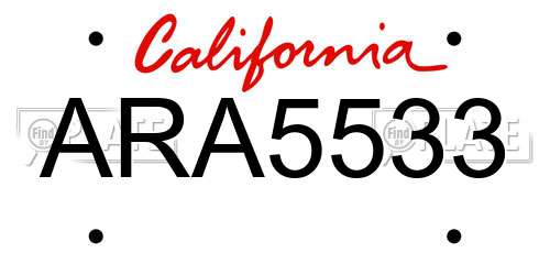 ARA5533 California License Plate
