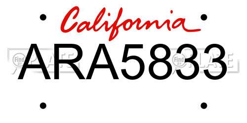 ARA5833 California License Plate