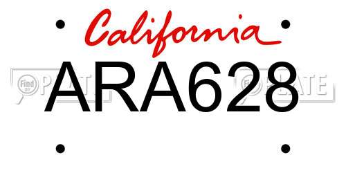 ARA628 California License Plate