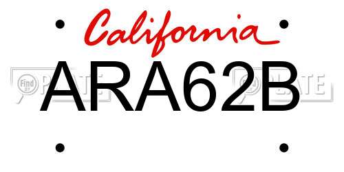 ARA62B California License Plate