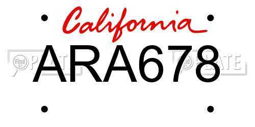 ARA678 California License Plate