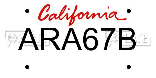 ARA67B California License Plate