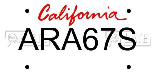 ARA67S California License Plate