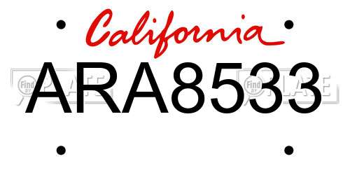 ARA8533 California License Plate