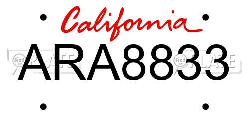 ARA8833 California License Plate