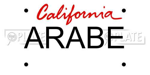 ARABE California License Plate