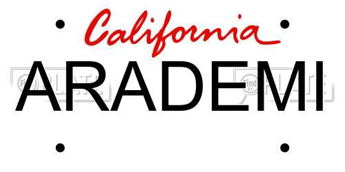 ARADEMI California License Plate