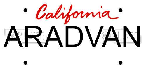 ARADVAN California License Plate