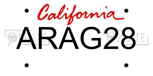 ARAG28 California License Plate