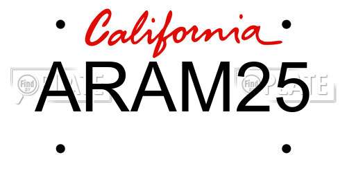ARAM25 California License Plate