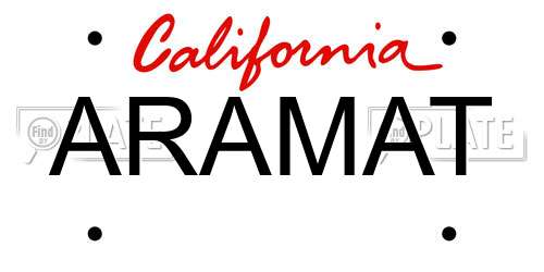ARAMAT California License Plate