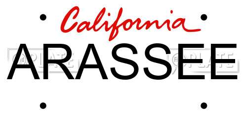 ARASSEE California License Plate