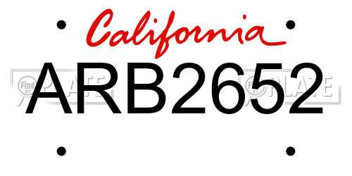 ARB2652 California License Plate