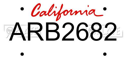 ARB2682 California License Plate