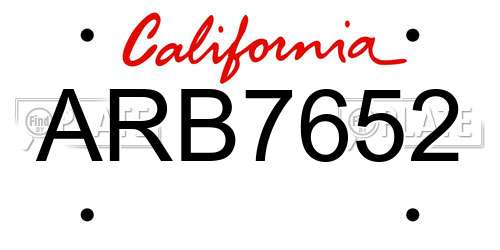 ARB7652 California License Plate