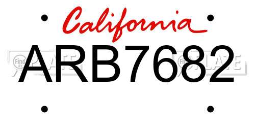 ARB7682 California License Plate