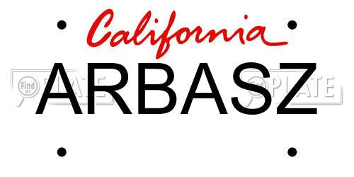 ARBASZ California License Plate