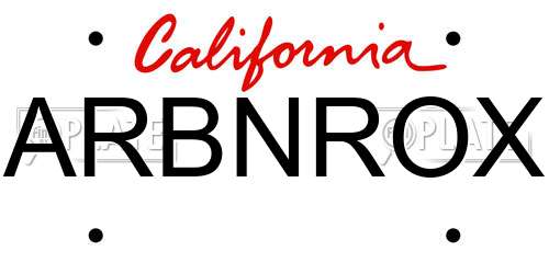 ARBNROX California License Plate