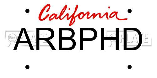 ARBPHD California License Plate