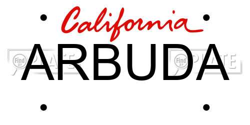ARBUDA California License Plate