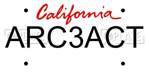 ARC3ACT California License Plate