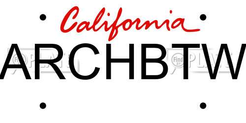 ARCHBTW California License Plate